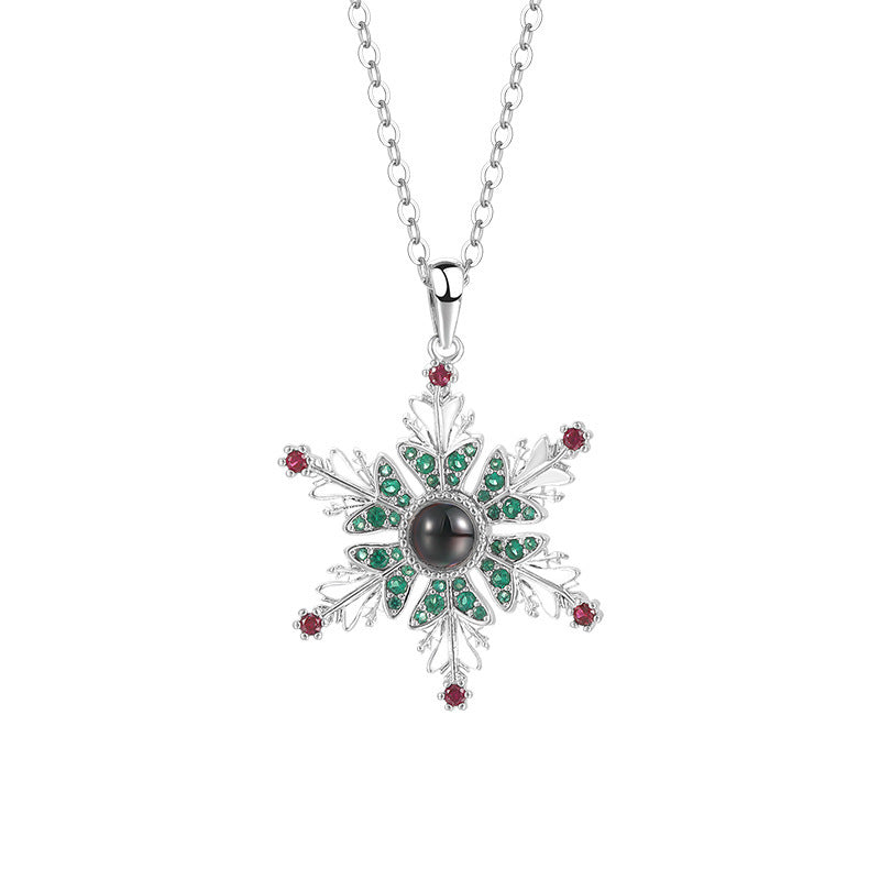 New Christmas Snowflake Necklace With Projection Design For Couples Christmas Gift Women's Clavicle Chain Jewelry - Rokkaku 18 online shop