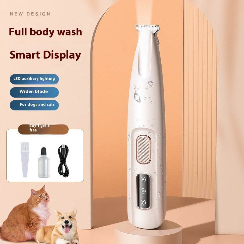 Pets Dog Paw Trimmer With LED Light Fully Waterproof Pet Hair Trimmer With LED Display Dog Clippers For Grooming Widen Blade - Rokkaku 18 online shop