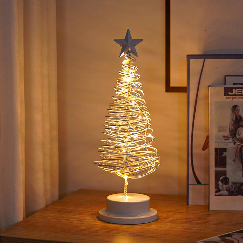 LED Christmas Tree Spiral Light Table Ornament Wrought Iron Xmas Tree Bedroom Desk Lamp Christmas Atmosphere Night Light Decor - Rokkaku 18 online shop