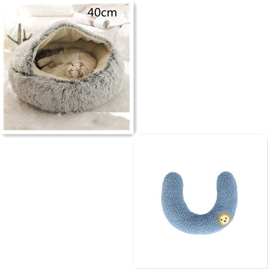 2 In 1 Dog And Cat Bed Pet Winter Bed Round Plush Warm Bed House Soft Long Plush Pets Bed Pet Products - Rokkaku 18 online shop