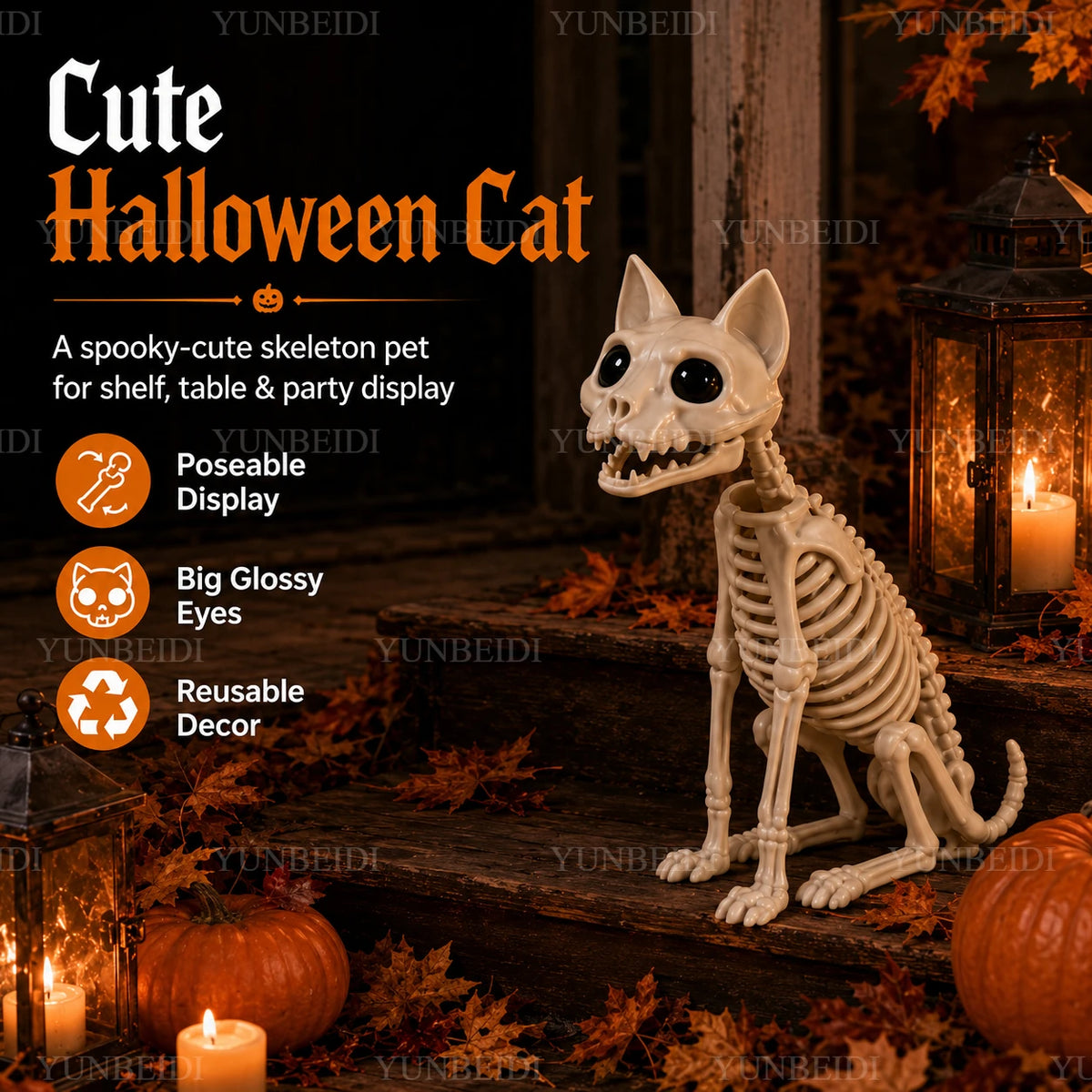 Halloween Animal Skeleton Cat and Dog Skeleton Model Ornaments Halloween Horror Decorations Ghost House Decoration Props