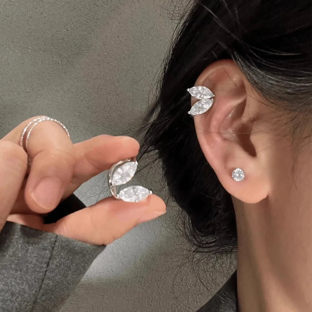 Sparkling Zircon Piercless Ear Clip Earrings for Women Shiny Crystal Clip Earring Y2K Ear Clips Daily Jewelry Accessories Gifts
