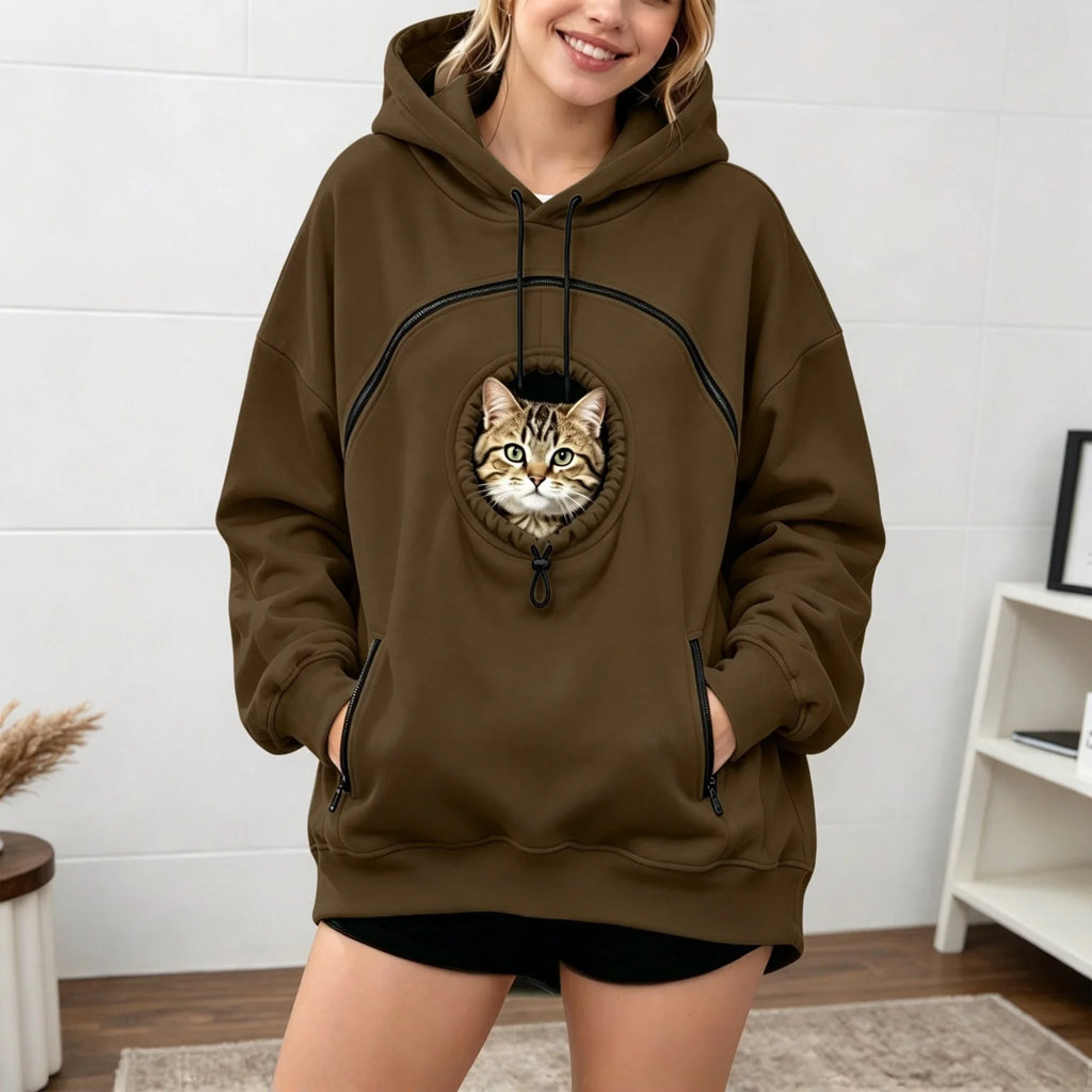 Pet Pouch Hoodie Cat Hoodie with Pouch Fleece Dog Carrier Sweatshirt Hoodie with Dog Pouch Cat Carrier Tool Oversized Sweatshirt