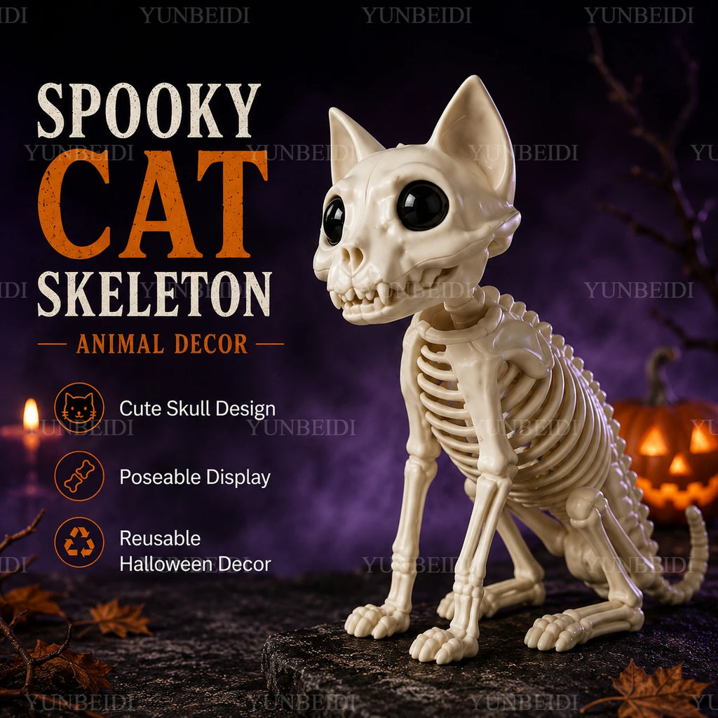 Halloween Skeleton Cat and Dog Animal Skeleton Model Decorations for Halloween Horror Decorations and Ghost House Props