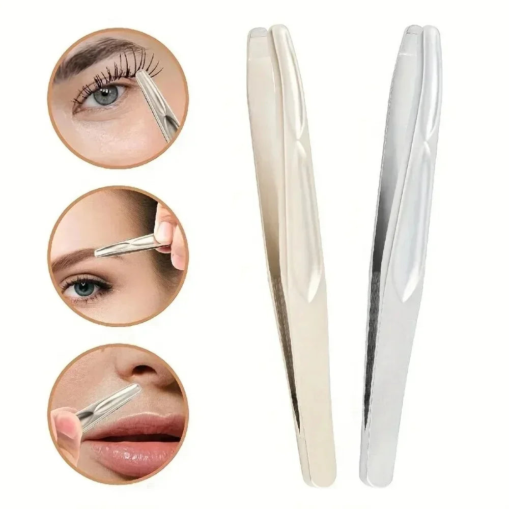 Premium Round Head Tweezers Precision Clips Eyebrow Grooming Facial Beard Hair Removal Short Hair Capturing Eyebrow Combing Tool