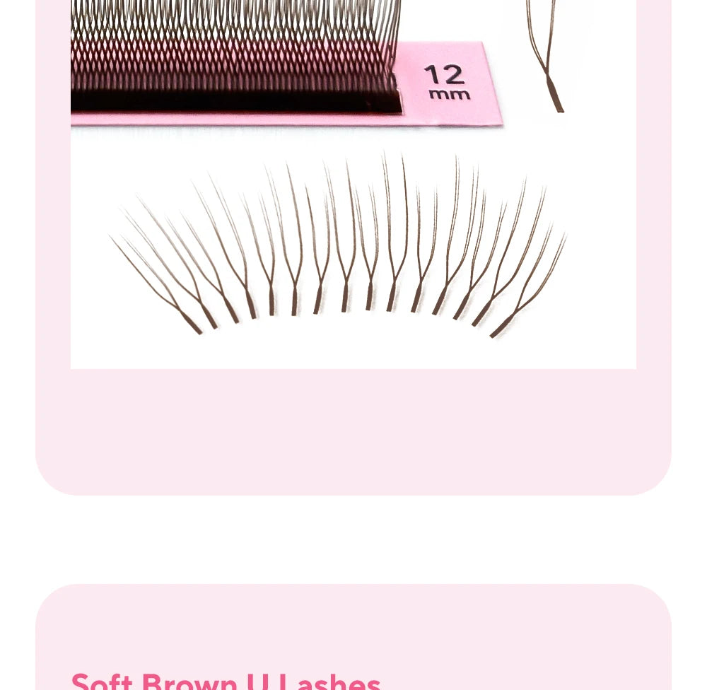 DIYDAY U-shaped YY Brown Eyelashes Premium PBT BASF YY Dark Brown Faux Eyelash Extension Double Layer UY False Mink Eye Lashes