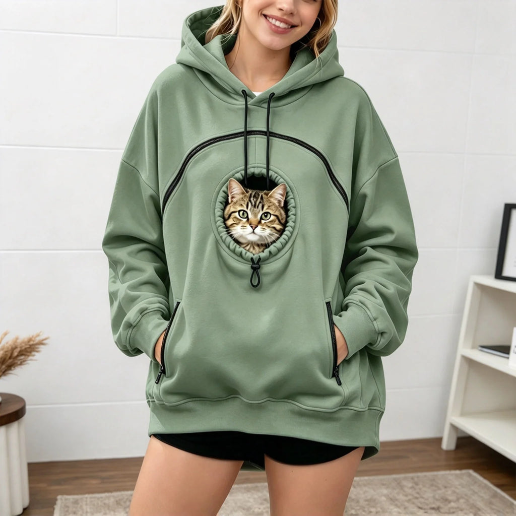 Pet Pouch Hoodie Cat Hoodie with Pouch Fleece Dog Carrier Sweatshirt Hoodie with Dog Pouch Cat Carrier Tool Oversized Sweatshirt