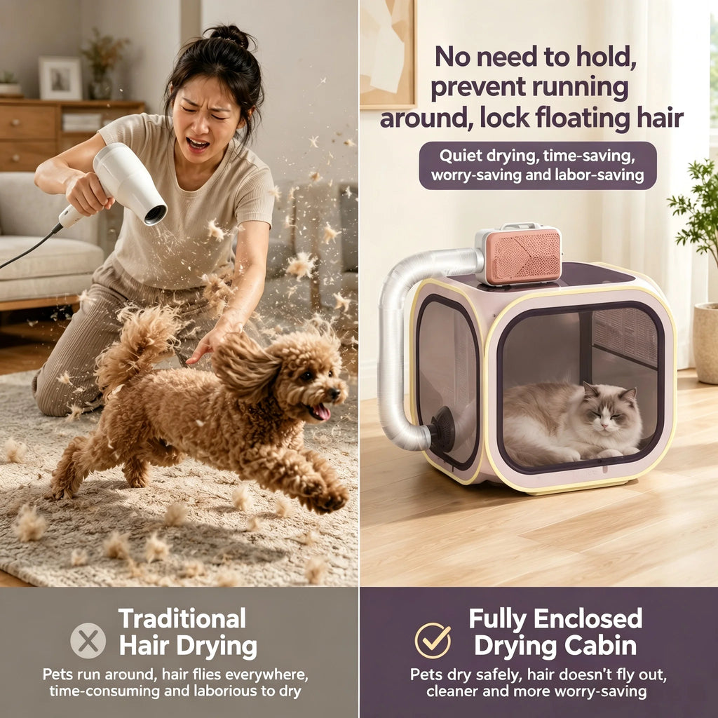 Pet Drying Box Cat Bath Blow Anti-escape Artifact for Puppies and Dogs Blow Drying Bag Household Water Dryer Portable Cat Cage