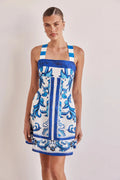 Women Summer Sexy Printed A-line Mini Dress Fashion Casual Blackless Sleeveless High Waist Off Shoulder Vestidos Party Dresses