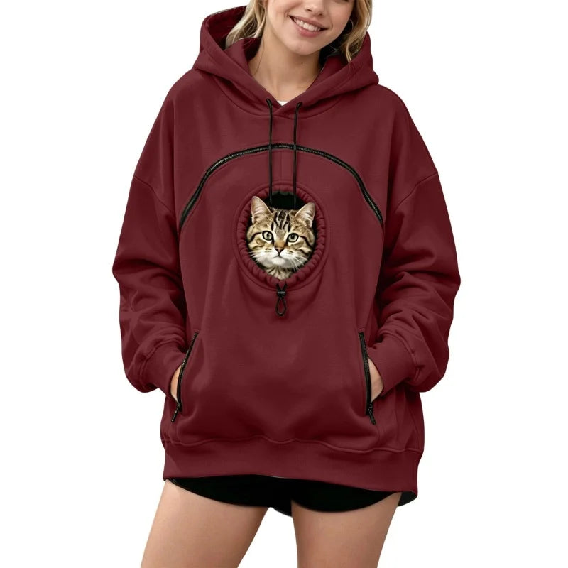 Pet Pouch Hoodie Cat Hoodie with Pouch Fleece Dog Carrier Sweatshirt Hoodie with Dog Pouch Cat Carrier Tool Oversized Sweatshirt
