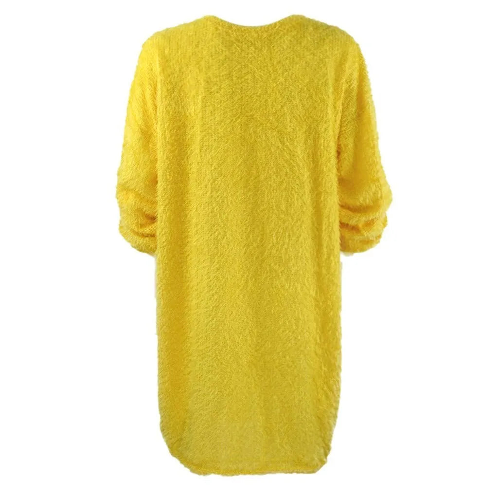 Women Winter Sweater Knit Crewneck Warm Long Sleeve O-Neck Casual Sweatshirts Dress Solid Color Oversized Basic Ladies Cloth