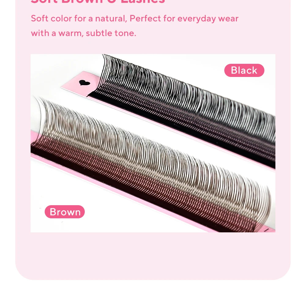 DIYDAY U-shaped YY Brown Eyelashes Premium PBT BASF YY Dark Brown Faux Eyelash Extension Double Layer UY False Mink Eye Lashes