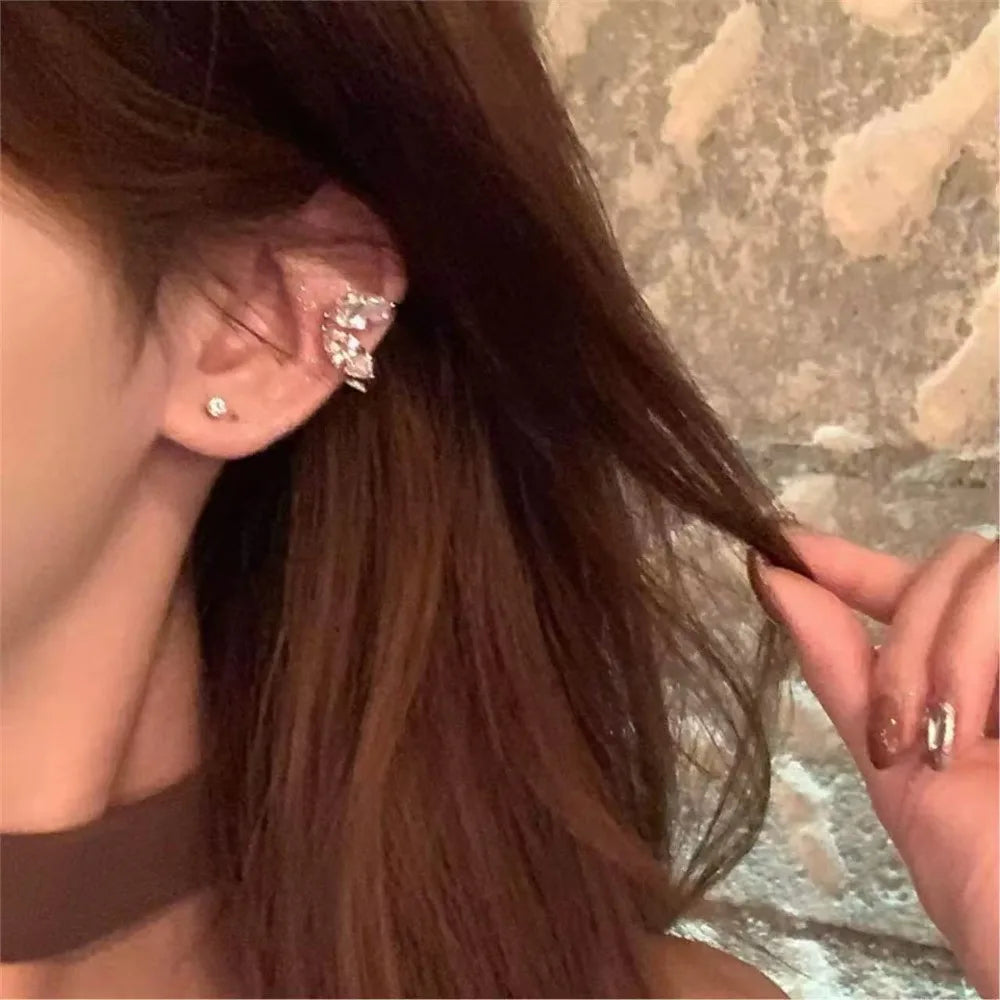 Sparkling Zircon Piercless Ear Clip Earrings for Women Shiny Crystal Clip Earring Y2K Ear Clips Daily Jewelry Accessories Gifts