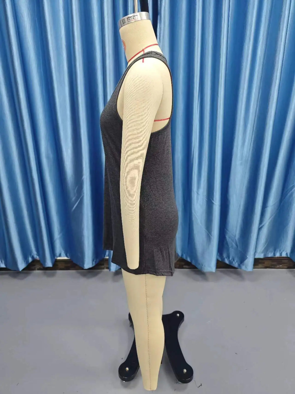 Summer environment women's solid color U-neck sleeveless herringbone suspender vest dress casual versatile short skirt