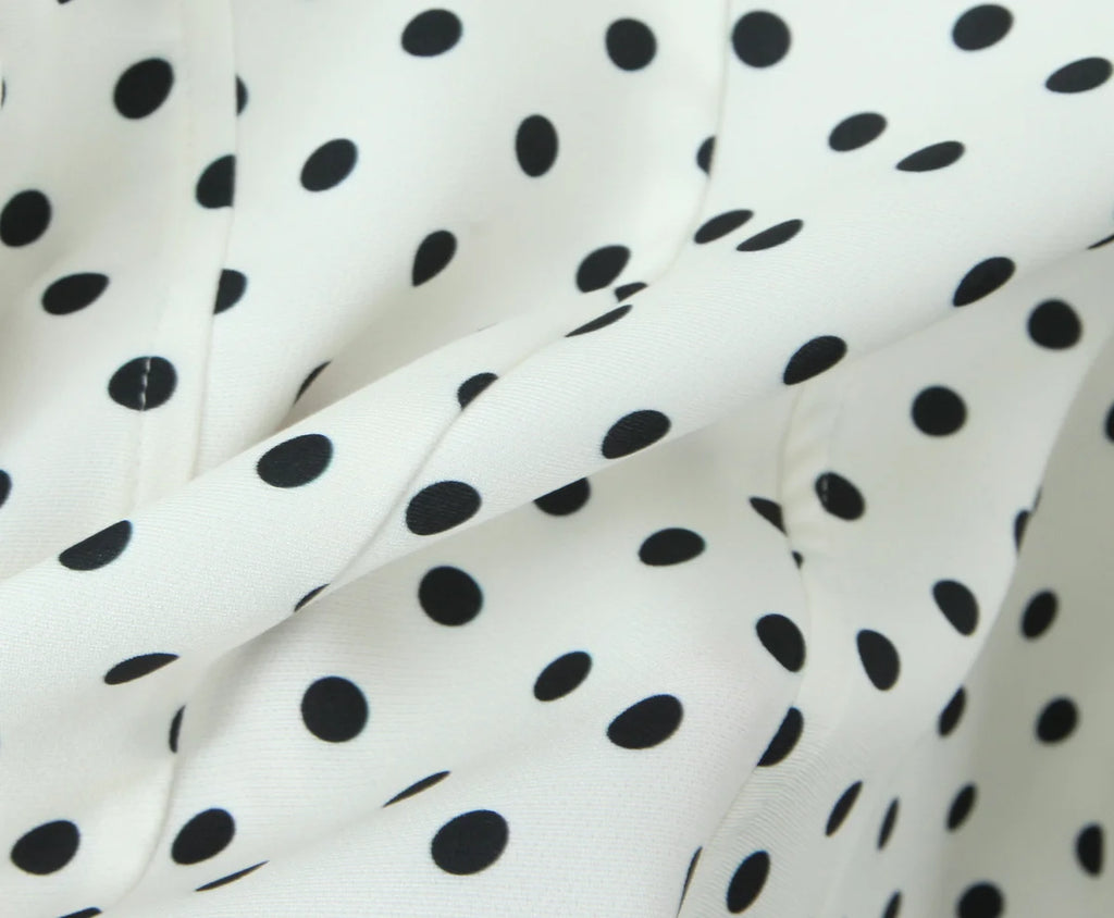 YENKYE French Style Retro Polka Dot Deep V Halter Dress Women Sexy Backless A-line Slim Sweet Elegant Mini Dresses Summer Robe