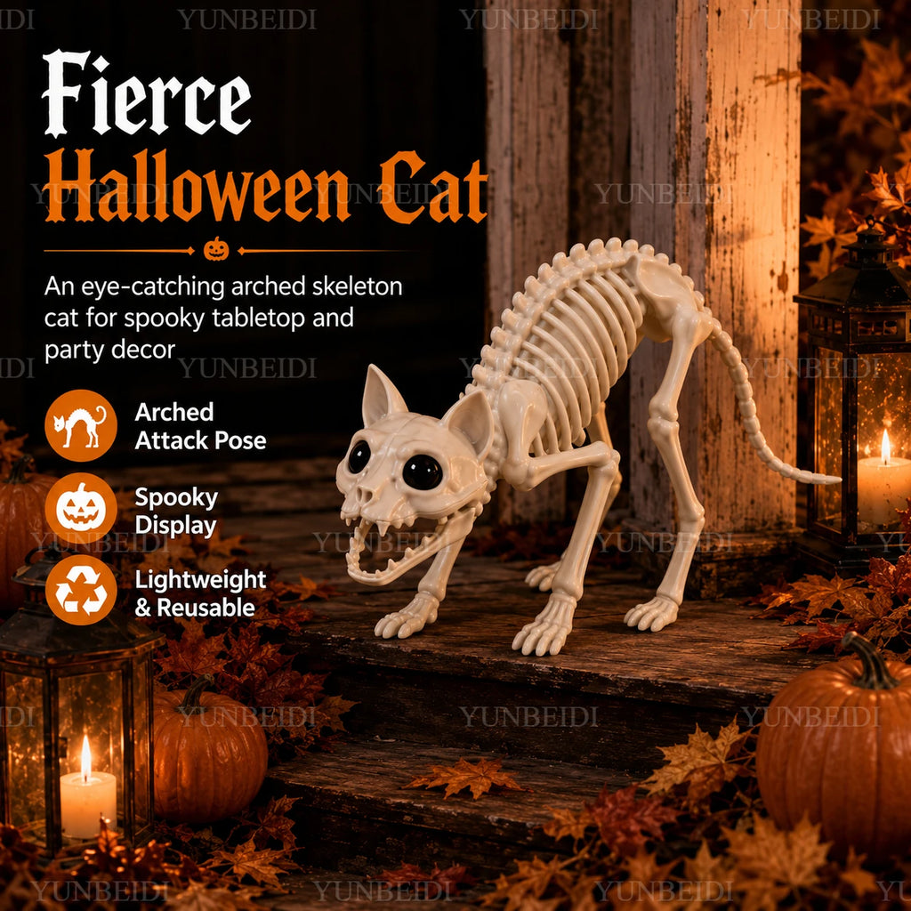 Halloween Skeleton Cat and Dog Animal Skeleton Model Decorations for Halloween Horror Decorations and Ghost House Props