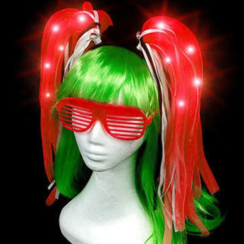 LED Glowing Braids Nightclub Cool Luminous Headband Halloween Party Light Up Hairband Accessory for Women Girl Club Party Props