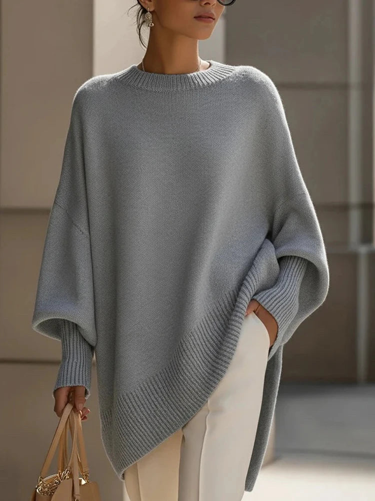 Oversized Crew Neck Knit Sweater For Women  Loose Batwing Long Sleeve Pullover Top  Slouchy Soft Knitted Blouse  Aesthetic Minim