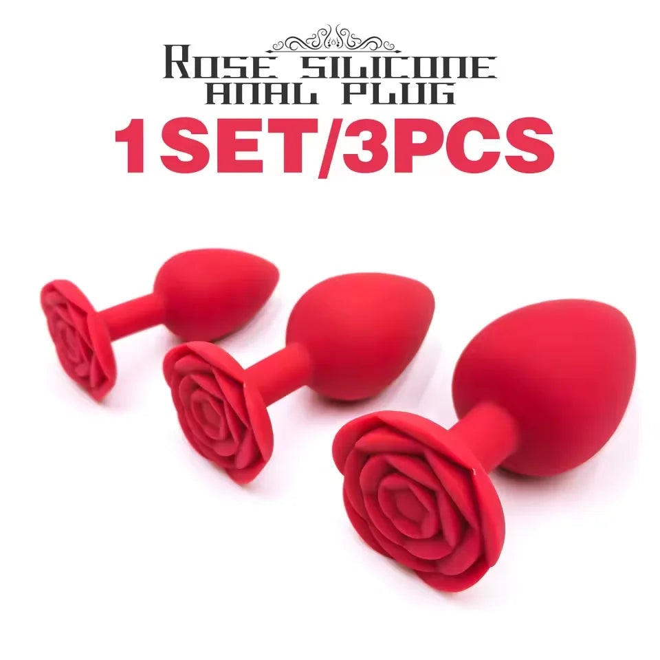 Soft Silicone Anal Plugs Rose Sex Toys for Woman Female Ana Buttplugs Annal Butplug Analplug Sexy Kit Adult Goods Tooys Man Gay
