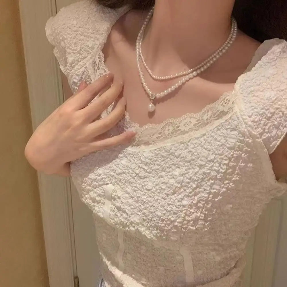 Vintage Twining Multilayer Pearl Choker Necklaces Women Elegant Imitation Pearl Clavicle Chain Party Jewelry Accessories Gift