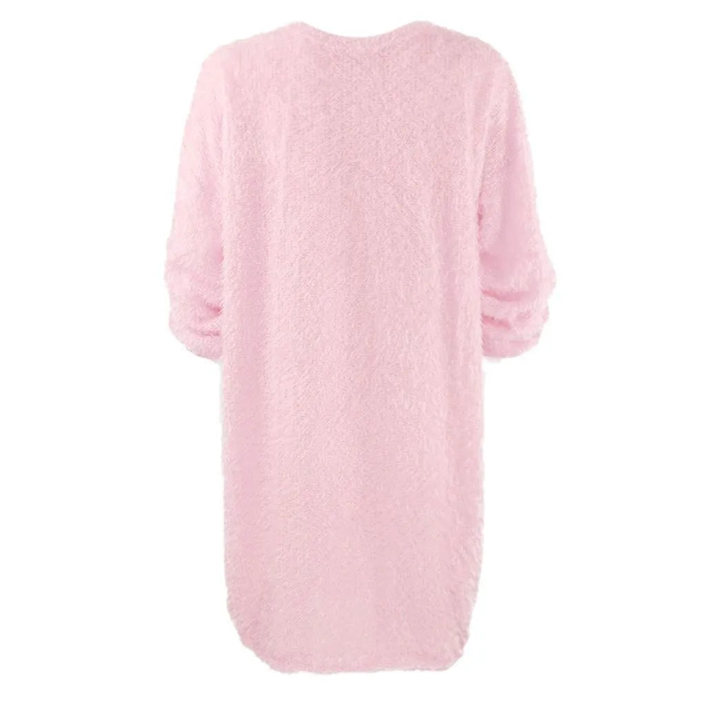 Women Winter Sweater Knit Crewneck Warm Long Sleeve O-Neck Casual Sweatshirts Dress Solid Color Oversized Basic Ladies Cloth