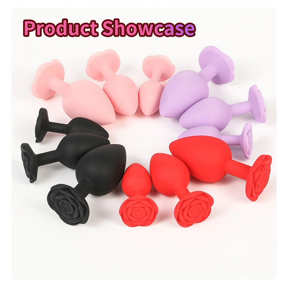 Soft Silicone Anal Plugs Rose Sex Toys for Woman Female Ana Buttplugs Annal Butplug Analplug Sexy Kit Adult Goods Tooys Man Gay