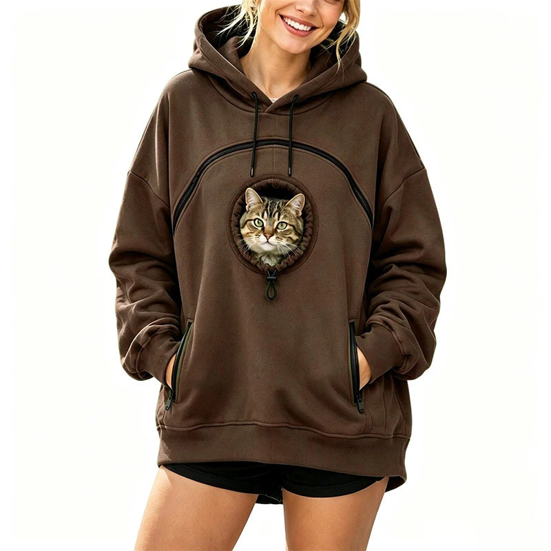 Pet Pouch Hoodie Cat Hoodie with Pouch Fleece Dog Carrier Sweatshirt Hoodie with Dog Pouch Cat Carrier Tool Oversized Sweatshirt