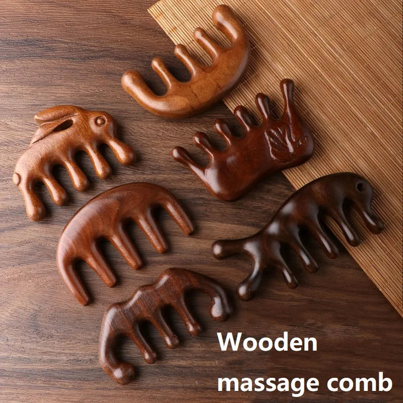 New Wooden Massage Wood Massager Comb Scalp Head Oil Massager Scalp Hair Comb Tools AMS01