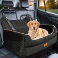 Dog Car Seat Booster Cushion with Memory Foam - Secure Strap Installation, Thick Padding & Storage Bag - Heavy-Duty Travel Bed for Large/Medium Dogs up to 24.95 KG or 2 Small Dogs - Washable Car Seat Protector - Gray Pet Vehi