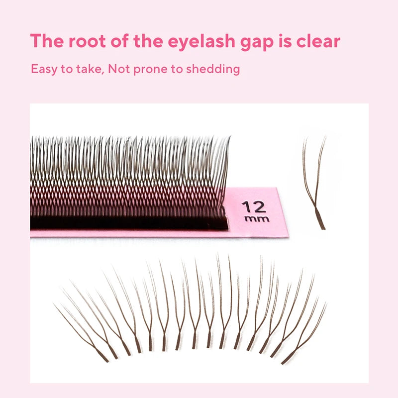 DIYDAY U-shaped YY Brown Eyelashes Premium PBT BASF YY Dark Brown Faux Eyelash Extension Double Layer UY False Mink Eye Lashes