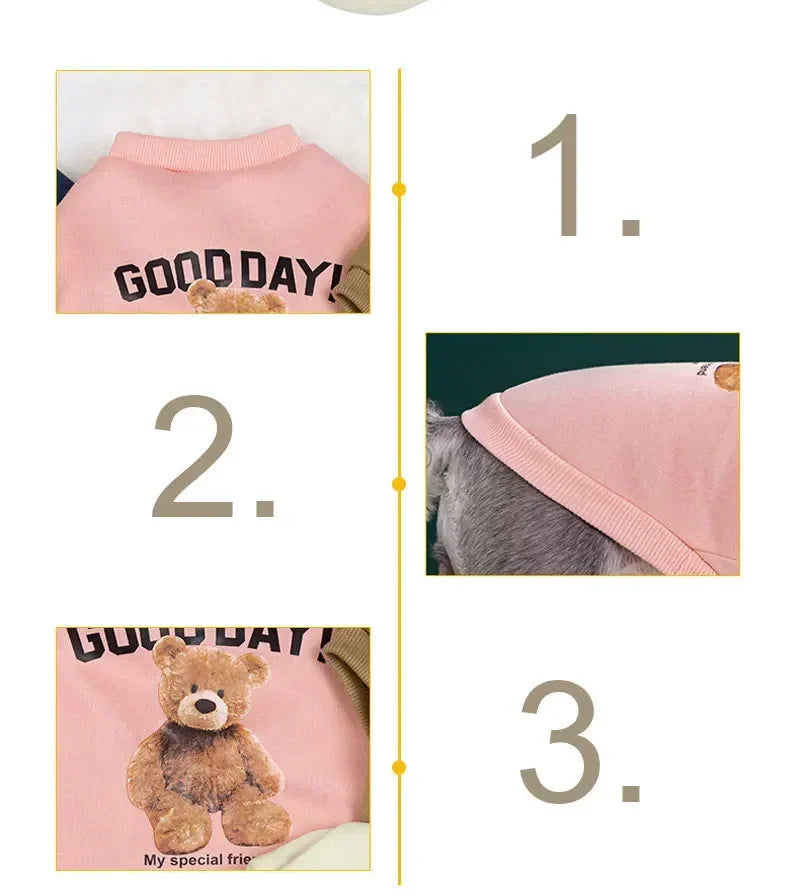Dogs Winter Cute Clothes Puppy Warm Pullover Sweatshirt Bear Pattern Pet Jacket for Small Medium Dog Cat Coats Chihuahua Costume