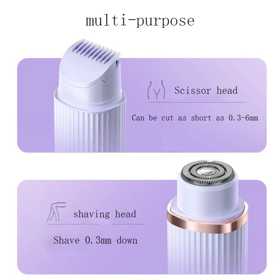 Electric Shaver, Portable Hair Removal Device, Rechargeable Electric Shaver, Painless 2-in-1 Dual Head Shaver