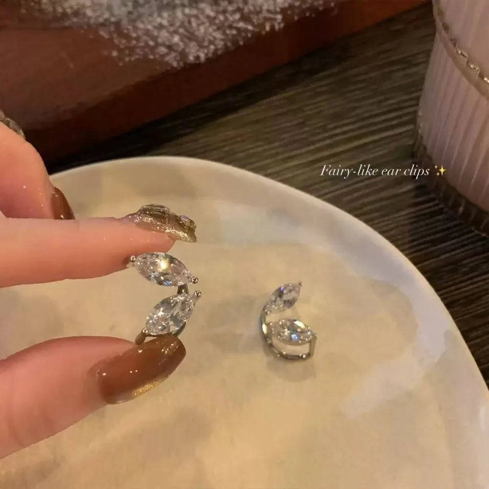 Sparkling Zircon Piercless Ear Clip Earrings for Women Shiny Crystal Clip Earring Y2K Ear Clips Daily Jewelry Accessories Gifts