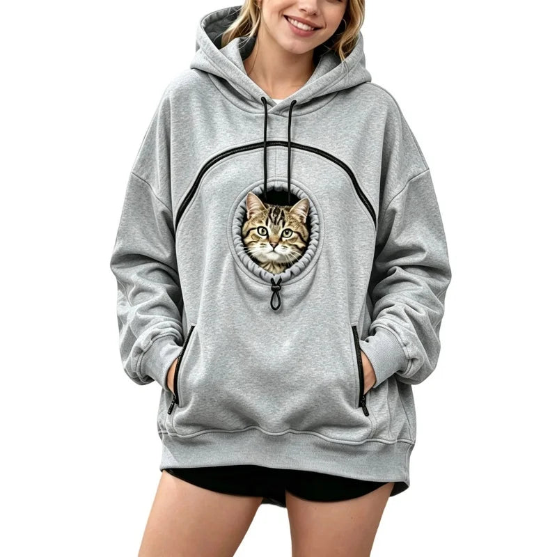 Pet Pouch Hoodie Cat Hoodie with Pouch Fleece Dog Carrier Sweatshirt Hoodie with Dog Pouch Cat Carrier Tool Oversized Sweatshirt