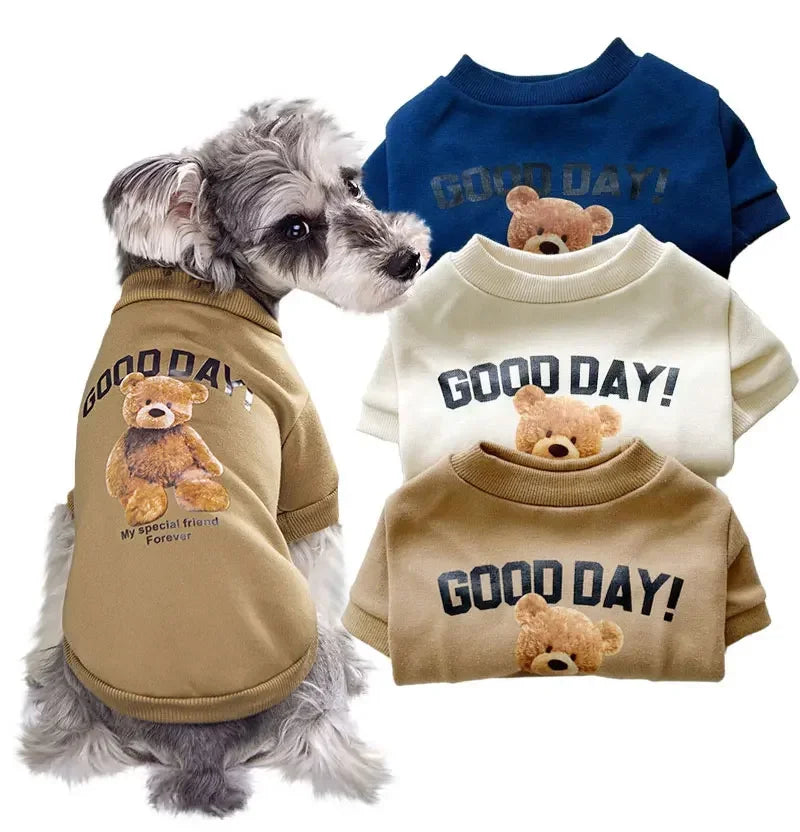 Dogs Winter Cute Clothes Puppy Warm Pullover Sweatshirt Bear Pattern Pet Jacket for Small Medium Dog Cat Coats Chihuahua Costume