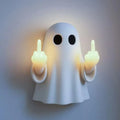 Halloween Ghost Middle Finger Resin Night Light, Spooky Glowing Desk Lamp for Porch, Bedroom, Balcony, Holiday Decor
