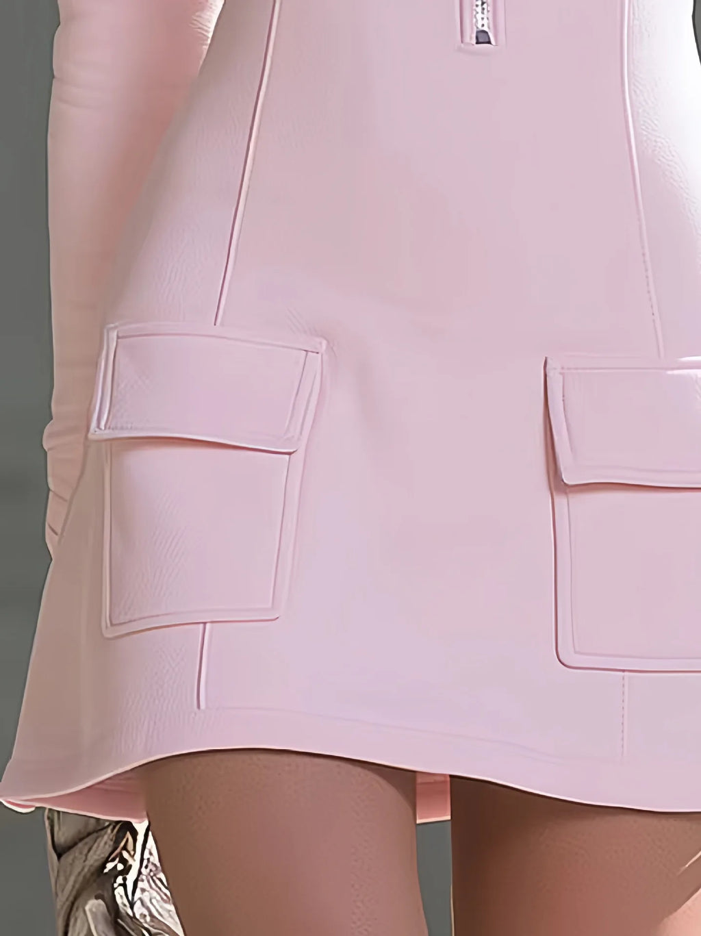 Women Half Zip Stand Collar Sweatshirt Mini Dress Autumn Winter Pink Long Sleeve Casual Slim Short Dresses Streetwear Outfits