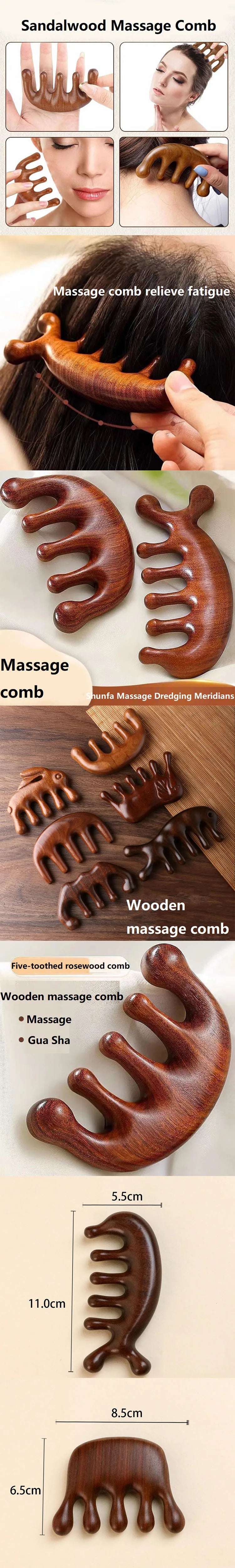 New Wooden Massage Wood Massager Comb Scalp Head Oil Massager Scalp Hair Comb Tools AMS01