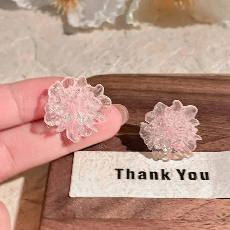 Korean Floral Hoop Cute Fashion Earrings for Women Alloy with Resin Inlay Japanese Style Suitable for Daily Wear and Weddings
