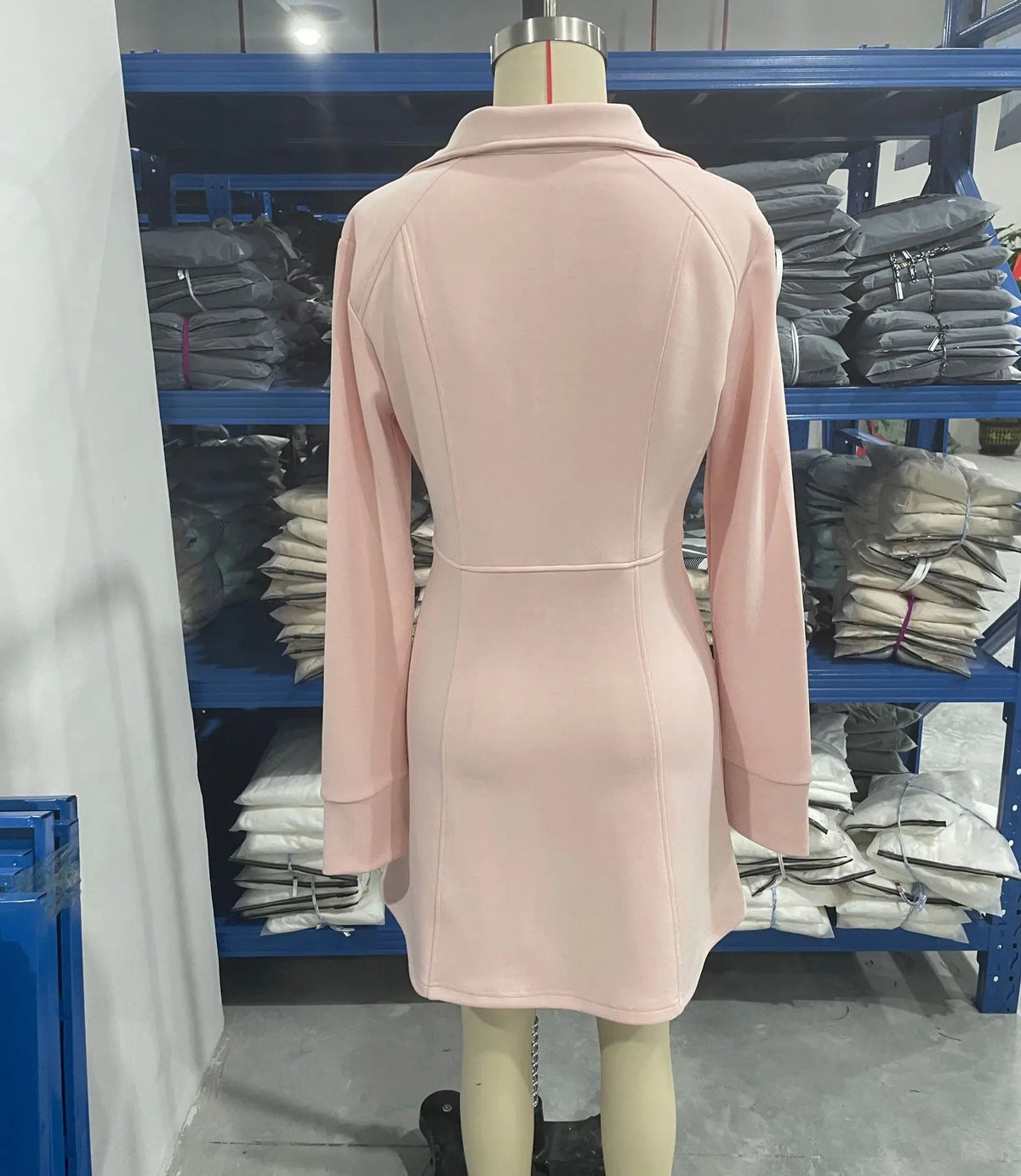 Women Half Zip Stand Collar Sweatshirt Mini Dress Autumn Winter Pink Long Sleeve Casual Slim Short Dresses Streetwear Outfits