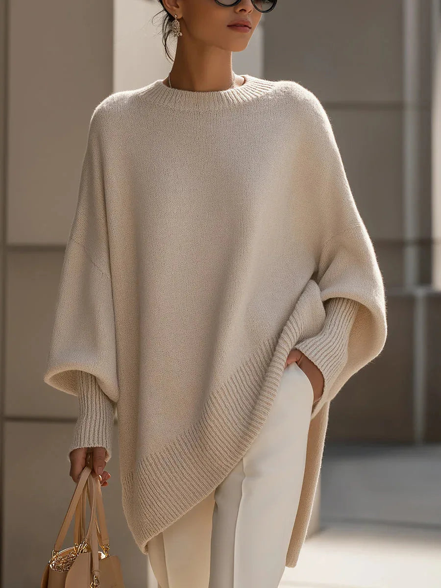 Oversized Crew Neck Knit Sweater For Women  Loose Batwing Long Sleeve Pullover Top  Slouchy Soft Knitted Blouse  Aesthetic Minim
