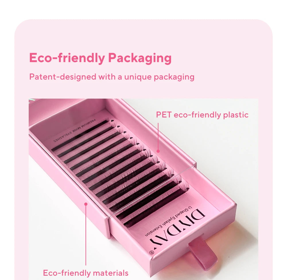 DIYDAY U-shaped YY Brown Eyelashes Premium PBT BASF YY Dark Brown Faux Eyelash Extension Double Layer UY False Mink Eye Lashes