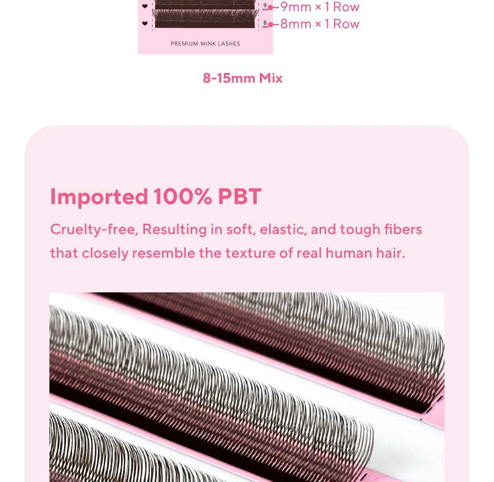 DIYDAY U-shaped YY Brown Eyelashes Premium PBT BASF YY Dark Brown Faux Eyelash Extension Double Layer UY False Mink Eye Lashes