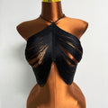 AKYZO European and American Sexy Tassel Black Top Stylish Hanging Neck Vest Spicy Girl Versatile Women's Clothing