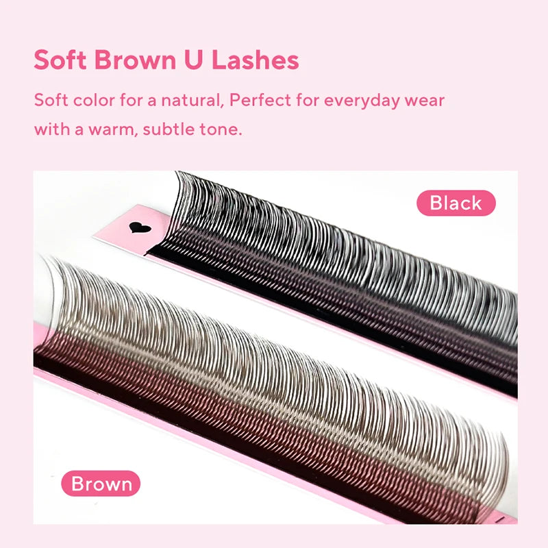 DIYDAY U-shaped YY Brown Eyelashes Premium PBT BASF YY Dark Brown Faux Eyelash Extension Double Layer UY False Mink Eye Lashes