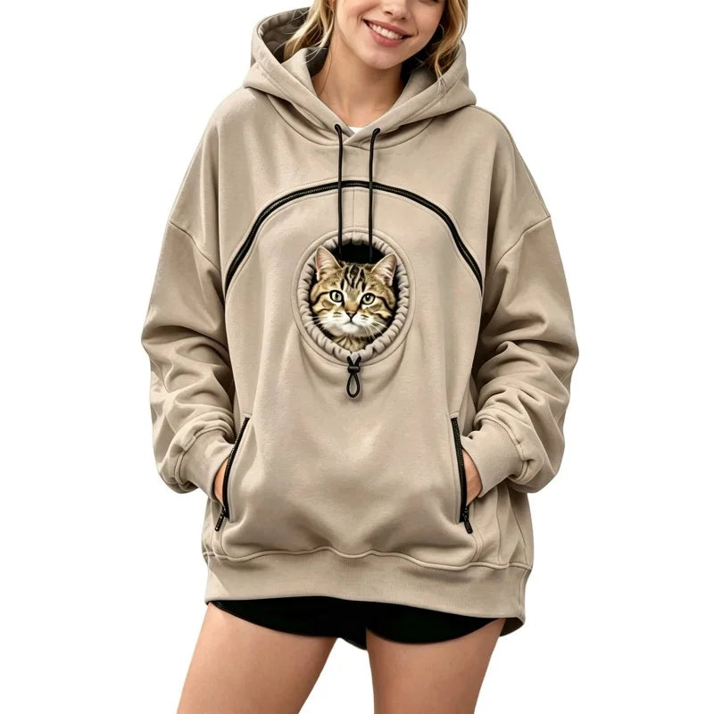 Pet Pouch Hoodie Cat Hoodie with Pouch Fleece Dog Carrier Sweatshirt Hoodie with Dog Pouch Cat Carrier Tool Oversized Sweatshirt