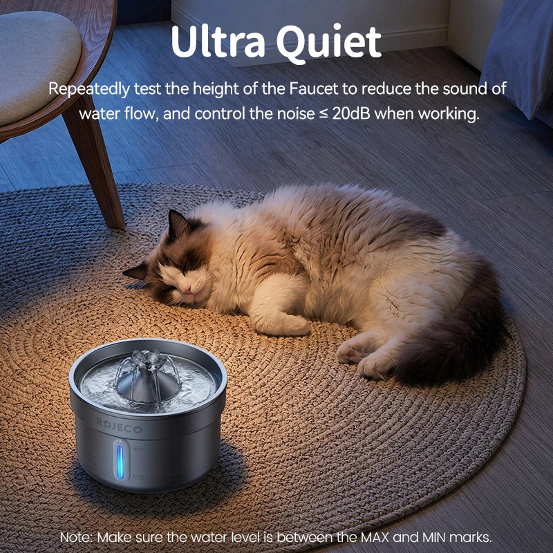 ROJECO Stainless Steel Pet Drinking Fountain Smart Pet Water Dispenser Automatic Cat Water Fountain for Dog Cat Drinking Supply