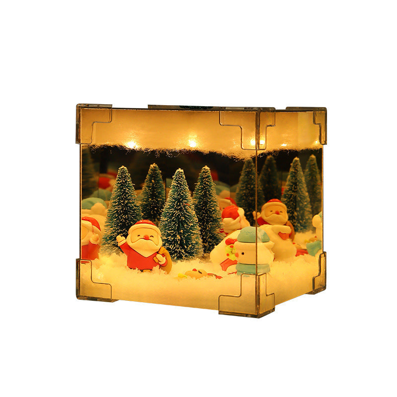 Christmas DIY Decorations Mirror And LED Cube Lamp 3D Santa Claus Snowman Tree Christmas Lights DIY Material Kit For Xmas Decor - Rokkaku 18 online shop