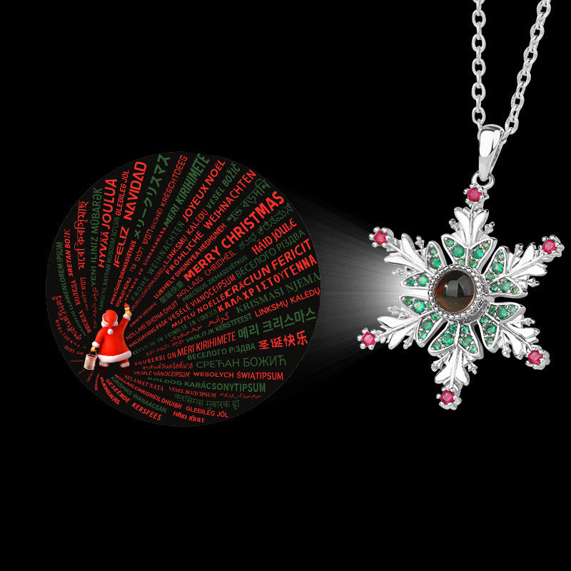 New Christmas Snowflake Necklace With Projection Design For Couples Christmas Gift Women's Clavicle Chain Jewelry - Rokkaku 18 online shop