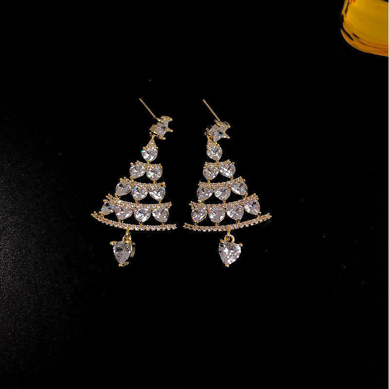 Women's High-quality Silver Needle Christmas Tree Earrings - Rokkaku 18 online shop